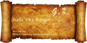 Gyürki Kinga névjegykártya